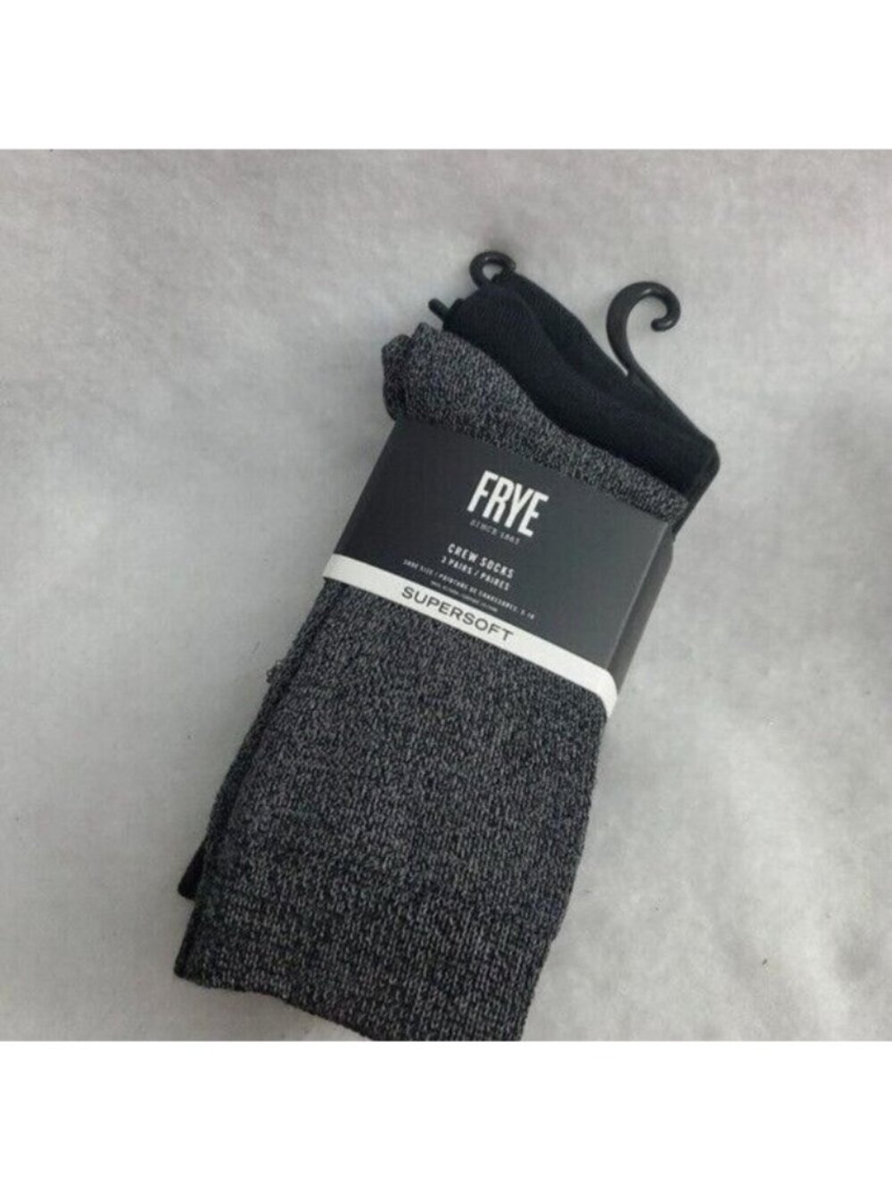 Frye Supersoft Black/Gray Womens Crew Sock - 3-Pack